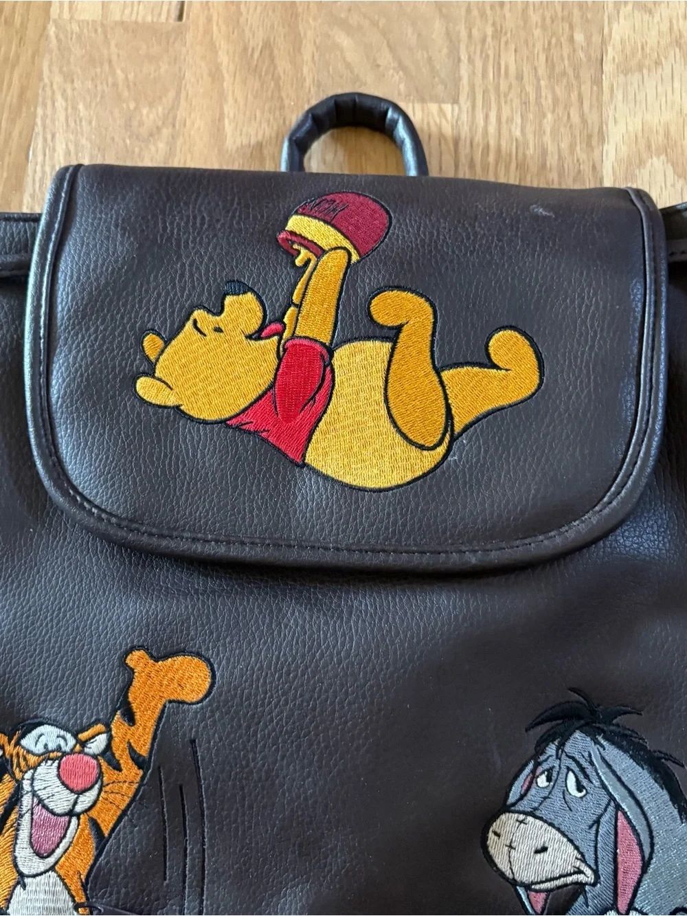 Disney Winnie the Pooh, Tigger & Eeyore Backpack Vintage Faux Leather 90z Y2K